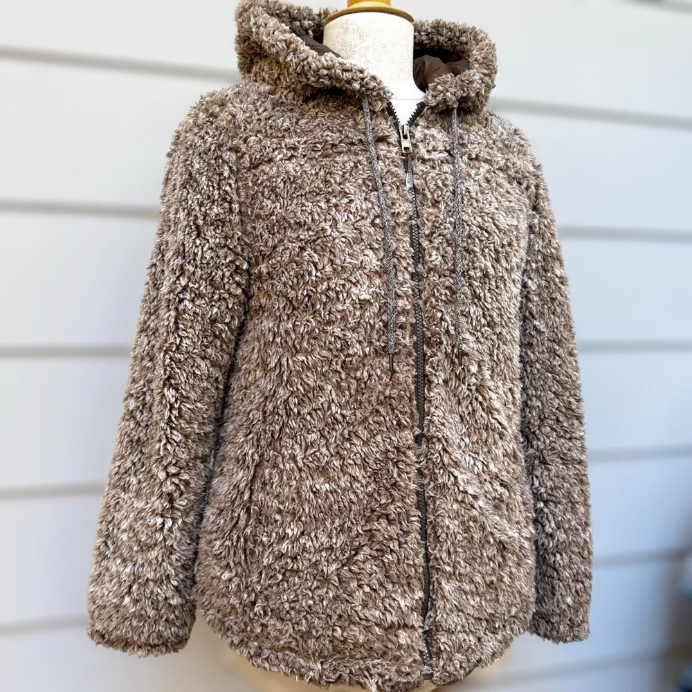 Kerenhart Faux Fur Brown Teddy Bear Hooded Jacket Women's size Medium